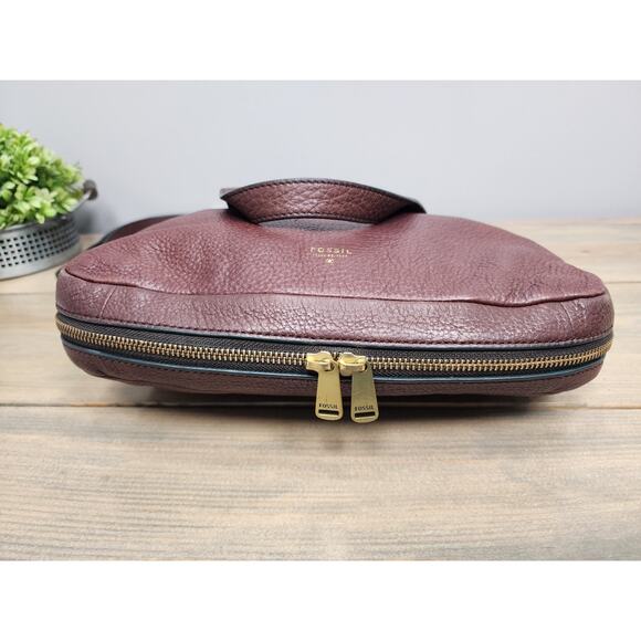 FOSSIL "Preston" Brown Pebbled Leather Expandable Crossbody Bag #ZB5874 - Picture 9 of 12